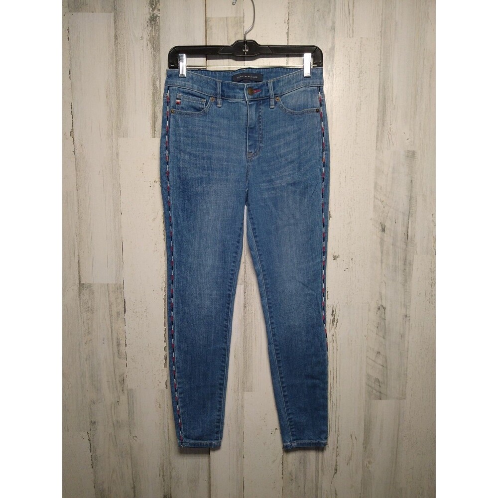 Tommy Hilfiger Women's Tribeca Side Tape Skinny Jeans Blue Size 2